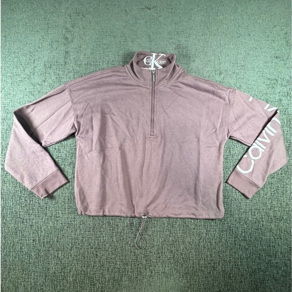 Calvin Klein Performance Womens‎ Mauve Logo Quarter Zip Pullover Sweatshirt L